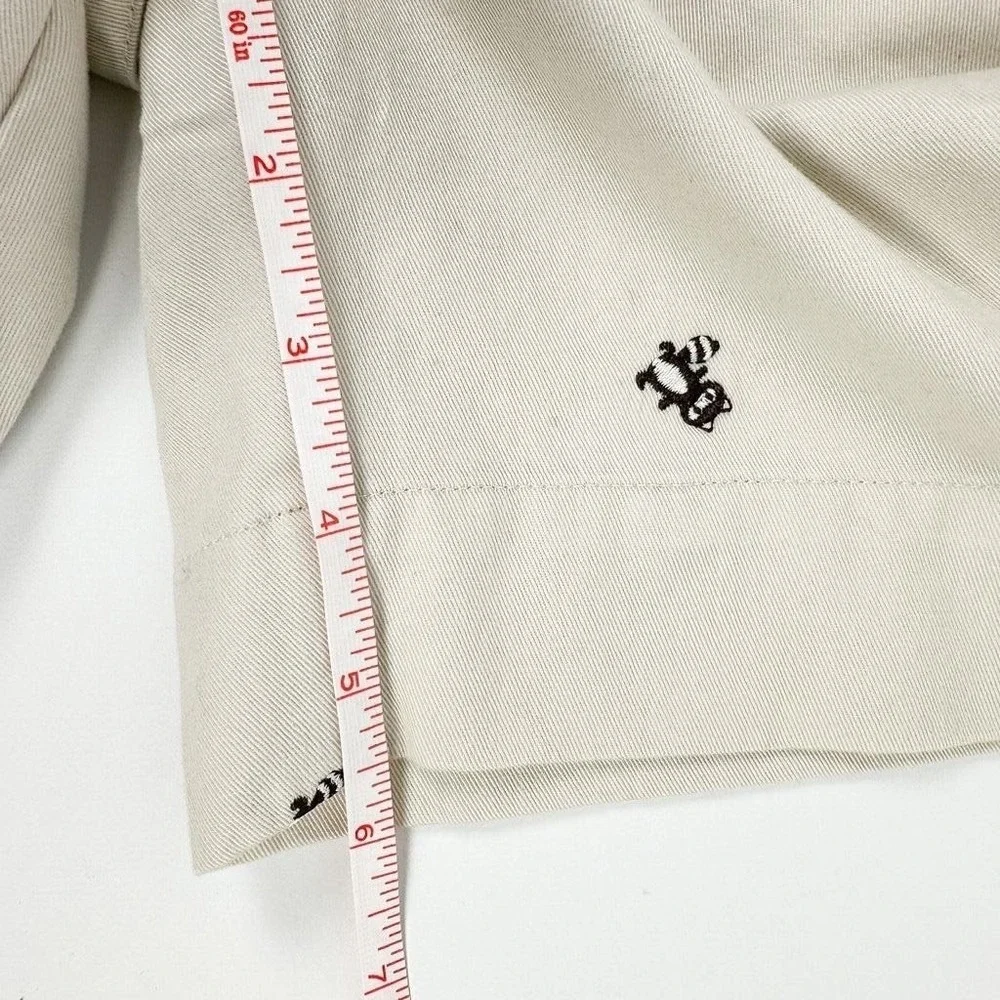 LL Bean Bermuda Shorts Girls Size 4‎ Khaki Raccoon Embroidered Cotton Twill NWT